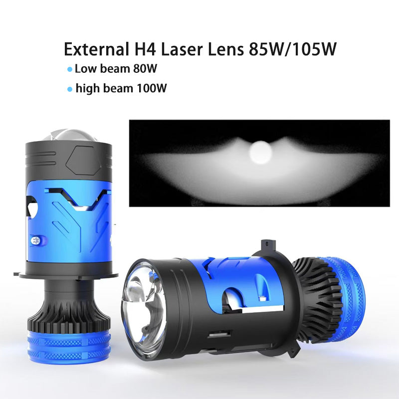 YH76 Ống Kính Laser H4 Bên Ngoài 85W/105W Ánh Sáng 80W, Chùm Cao 100W, 12-24VTuổi Thọ Siêu Dài, Cài Đặt Không Phá Hủy
