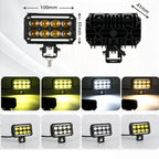 JP-V103 Series Đèn Lưới LED 8 Viên Hai Hàng Cho Ô Tô – Đèn Flash Vàng & Trắng + RGB Trên Dưới, Công Suất 60W, 6000LM, 3500-6000K, Điện Áp 12-48V