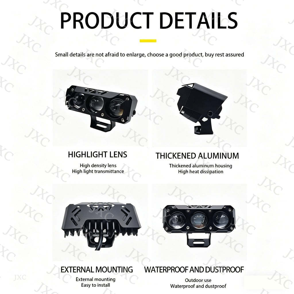 Đèn LED Trợ Sáng Bi Gầm Dạng Dời 3 Đèn pha 12V 24V 6000K 3000K Lưới tản nhiệt cản trước Đèn làm việc phụ trợ cho xe máy