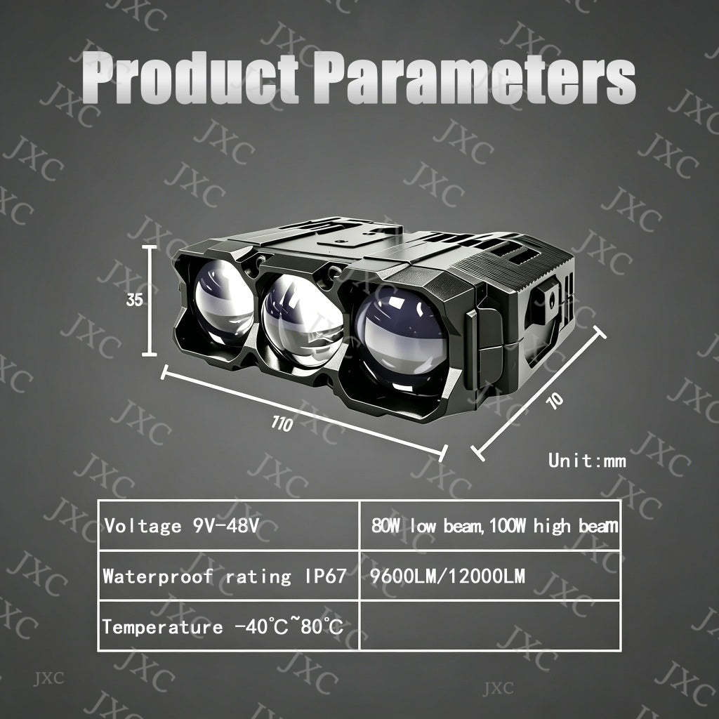 Đèn LED Trợ Sáng Bi Gầm Dạng Dời 3 Đèn pha 12V 24V 6000K 3000K Lưới tản nhiệt cản trước Đèn làm việc phụ trợ cho xe máy