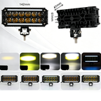 V105 Series Đèn Lưới LED 12 Viên Hai Hàng Cho Ô Tô – Đèn Flash Vàng & Trắng + RGB Trên Dưới, Công Suất 100W, 10000LM, 3500-6000K, Điện Áp 12-48V