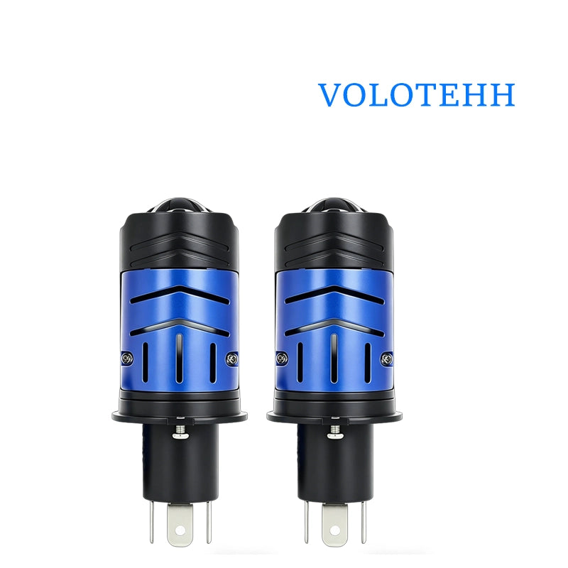 Dòng thấu kính H4 van trong Đèn LED thấu kính nhỏ chân H4 chế tác đúc áp vỏ nhôm tản nhiệt chip hai mặt 16 hạt điện áp 9-16V gần 55W xa 70W nhiệt màu 6000K