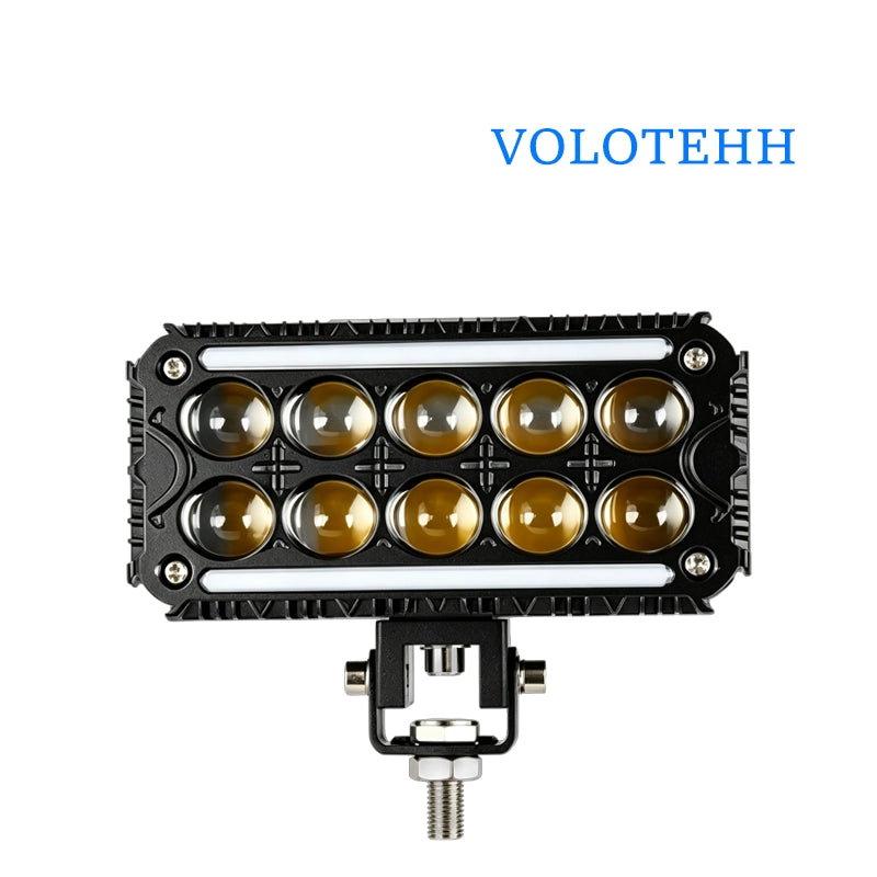 V104 Series Đèn Lưới LED 10 Viên Hai Hàng Cho Ô Tô – Đèn Flash Vàng & Trắng + RGB Trên Dưới, Công Suất 80W, 8000LM, 3500-6000K, Điện Áp 12-48V