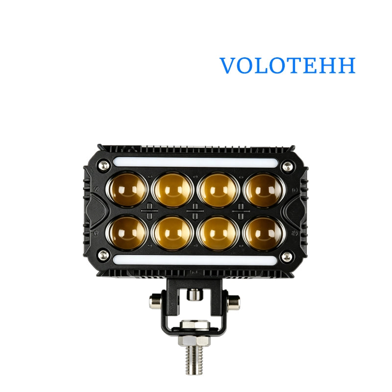JP-V103 Series Đèn Lưới LED 8 Viên Hai Hàng Cho Ô Tô – Đèn Flash Vàng & Trắng + RGB Trên Dưới, Công Suất 60W, 6000LM, 3500-6000K, Điện Áp 12-48V