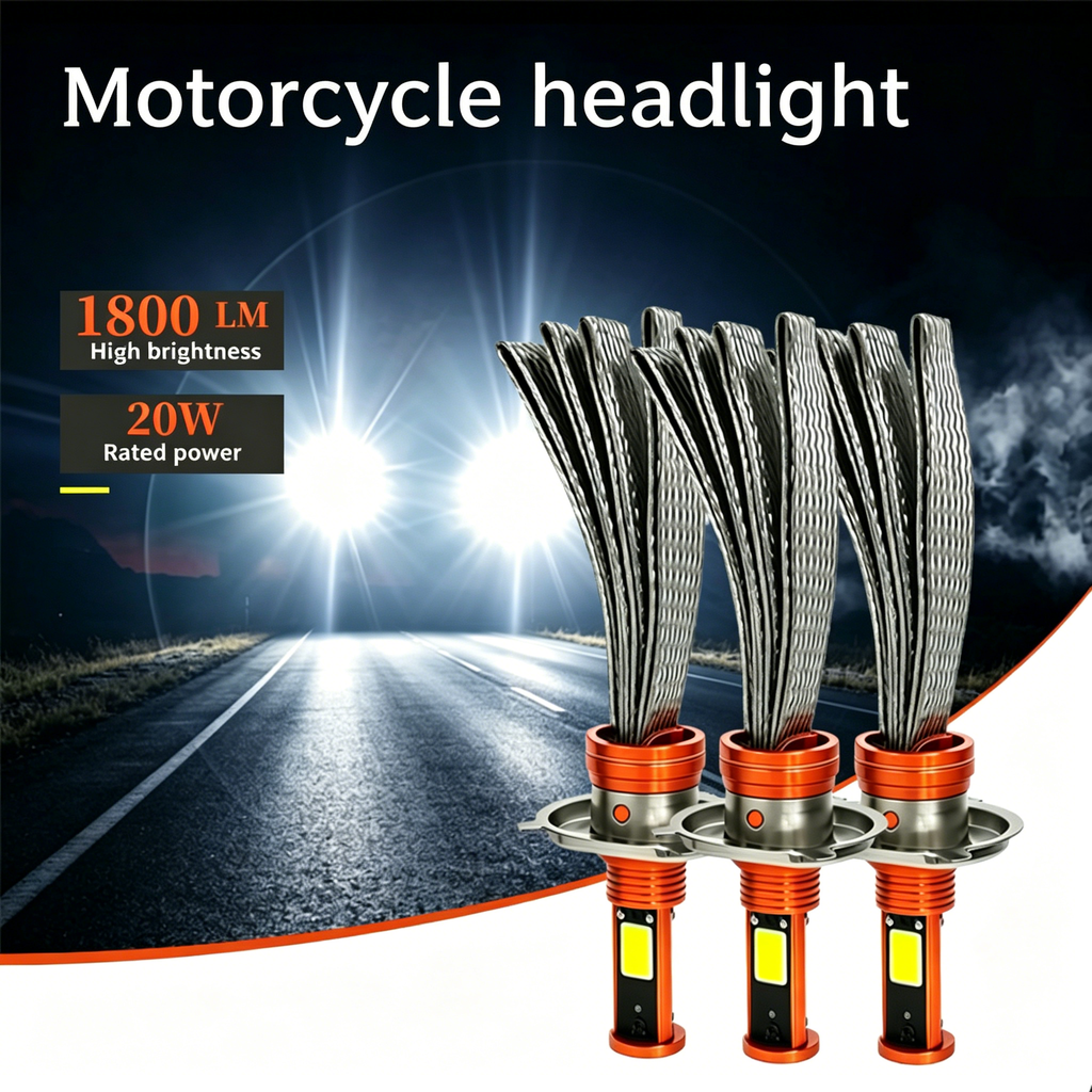 Đèn LED xe máy H4 ```DC10-24v``` Công suất: 20W Công suất: 7000k Dòng quang: 1800 LM, tản nhiệt bằng đồng. "Tuổi thọ siêu dài, cài đặt không phá hủy