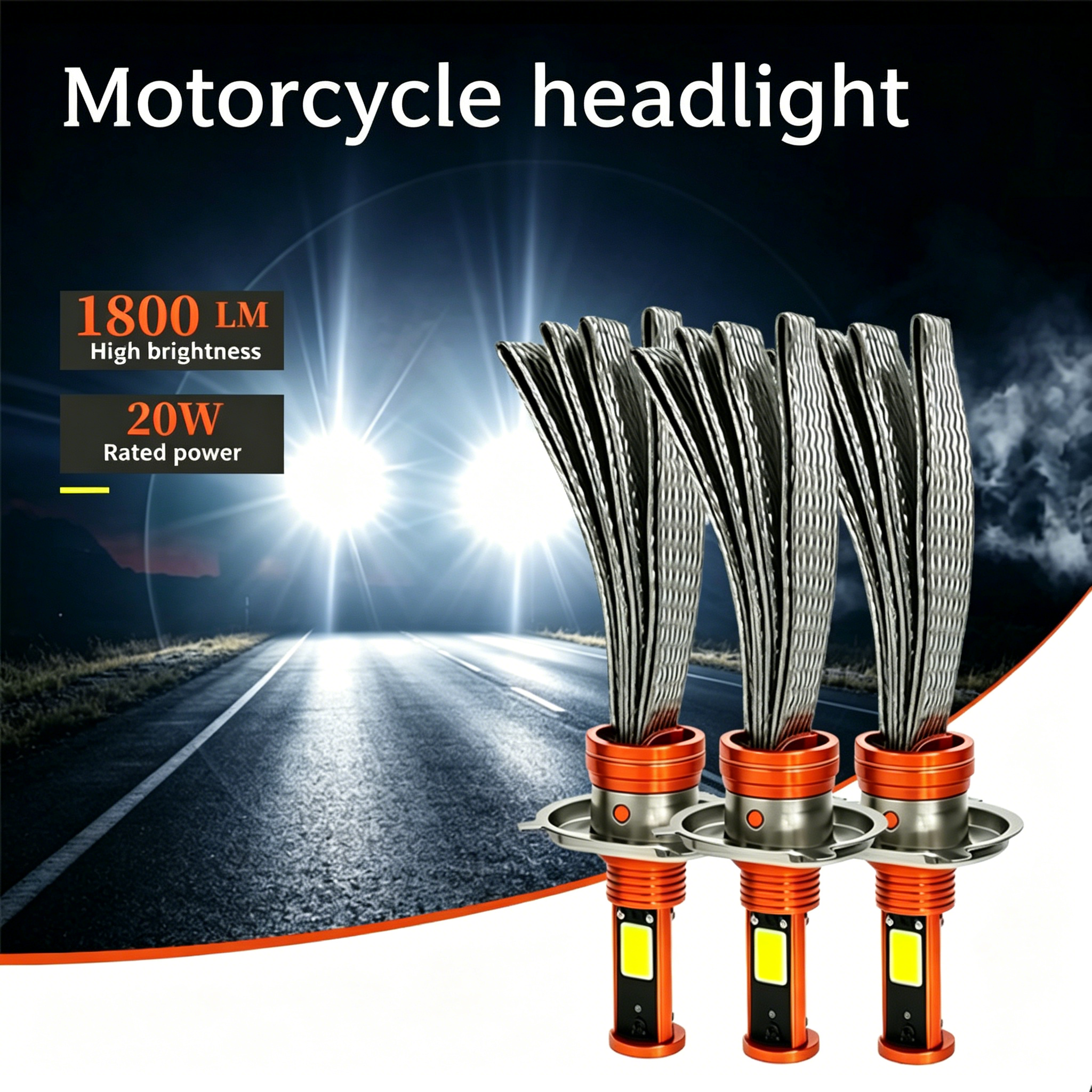 Đèn LED xe máy H4 ```DC10-24v``` Công suất: 20W Công suất: 7000k Dòng quang: 1800 LM, tản nhiệt bằng đồng. 