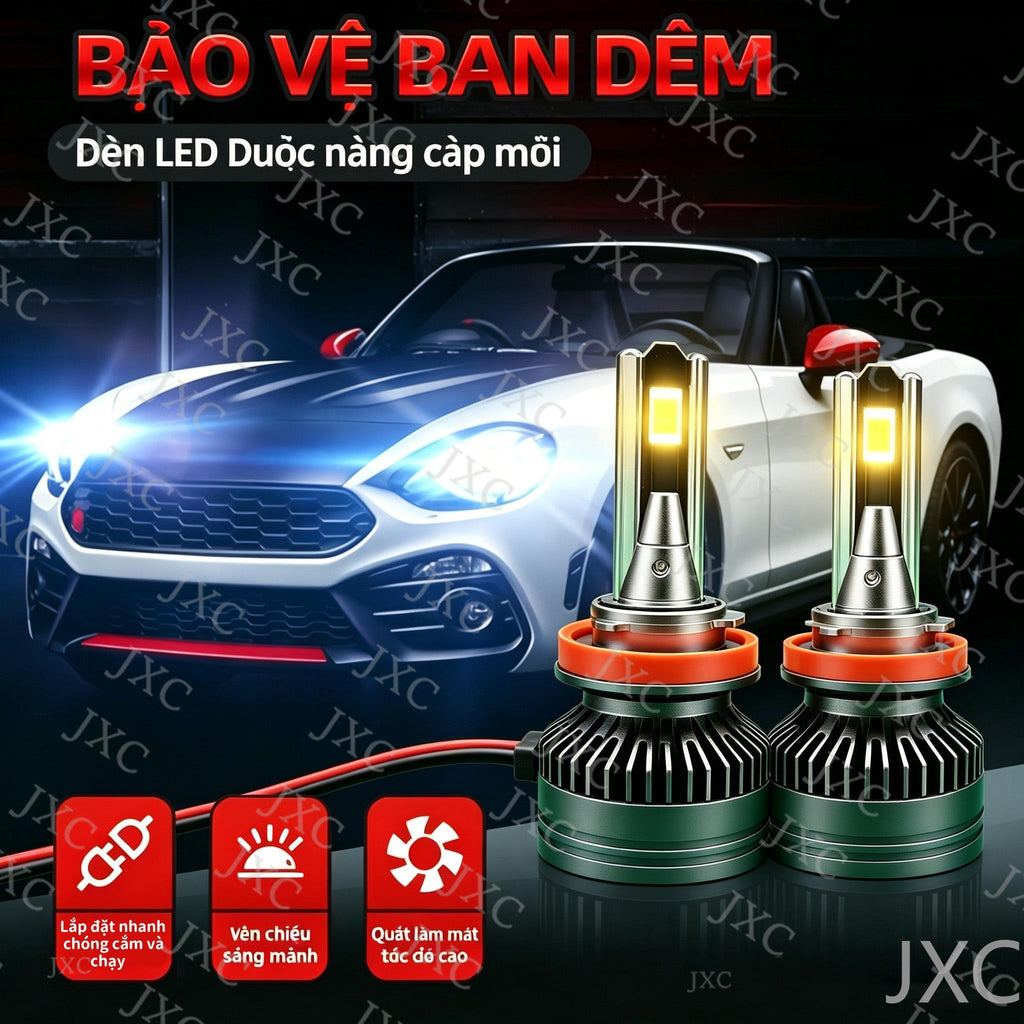HI H7 H4 Đèn LED công suất cao 6000LM 6000K Rõ ràng na Đèn pha Cài đặt dễ dàng mà không cần công cụ, ánh sáng mạnh tập trung chiếu xạ siêu rõ ràng, phạm vi siêu xa hơn 200 mét, công nghệ dẫn nhiệt