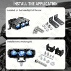 Đèn LED Trợ Sáng Bi Gầm Dạng Dời 3 Đèn pha 12V 24V 6000K 3000K Lưới tản nhiệt cản trước Đèn làm việc phụ trợ cho xe máy