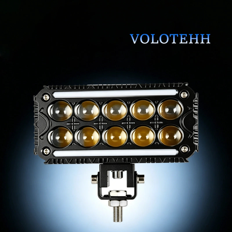 V104 Series Đèn Lưới LED 10 Viên Hai Hàng Cho Ô Tô – Đèn Flash Vàng & Trắng + RGB Trên Dưới, Công Suất 80W, 8000LM, 3500-6000K, Điện Áp 12-48V