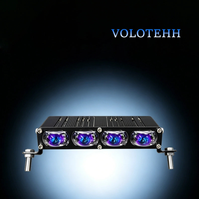 V81 Series Đèn Lưới LED 4 Bóng Cho Ô Tô – Đèn Flash Vàng & Trắng + RGB Trên Dưới, Công Suất 100W, 6000LM, 3500-6000K, Điện Áp 12-48V