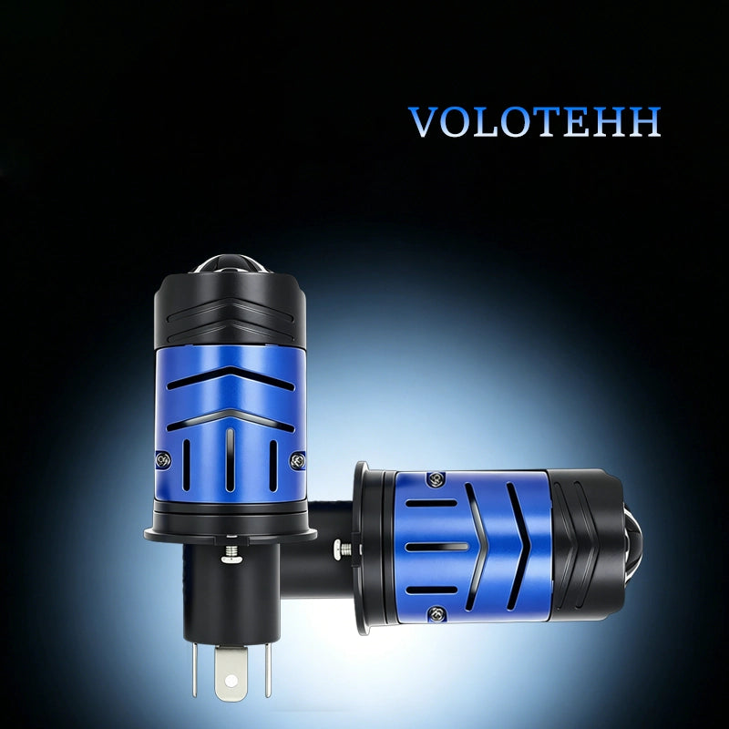 Dòng thấu kính H4 van trong Đèn LED thấu kính nhỏ chân H4 chế tác đúc áp vỏ nhôm tản nhiệt chip hai mặt 16 hạt điện áp 9-16V gần 55W xa 70W nhiệt màu 6000K