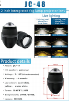 WD-14C/15C Series + Đèn LED Trung Võng Ô Tô + Đèn Sương Mù Bi Cầu 2 Inch Chiếu Thẳng 1 Cầu + Đơn Màu / 3 Màu, H40W/L30W, 3000LM, 9-16V, Bảo Hành 18 Tháng