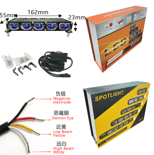 JP-V91 Series Đèn Lưới LED 5 Bóng Cho Ô Tô – Đèn Flash Vàng & Trắng + RGB Trên Dưới, Công Suất 120W, 6000LM, 3500-6000K, Điện Áp 12-48V