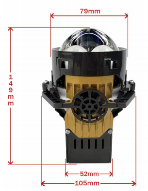 RD04- Series + Đèn LED Ô Tô + Lens 3 Inch Double Cup Dual Projector, Cos/Pha 55W/65W, 5800K, 12000LM, 12V, Bảo Hành 18 Tháng